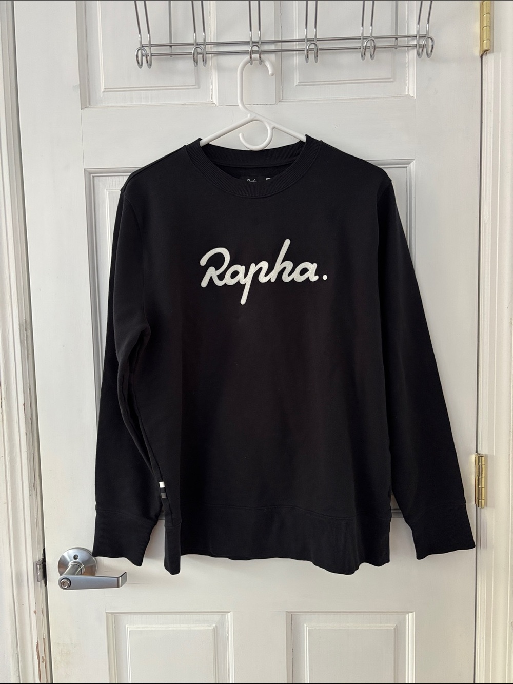 Rapha Black Crewneck Sweater with Embroidered White Logo